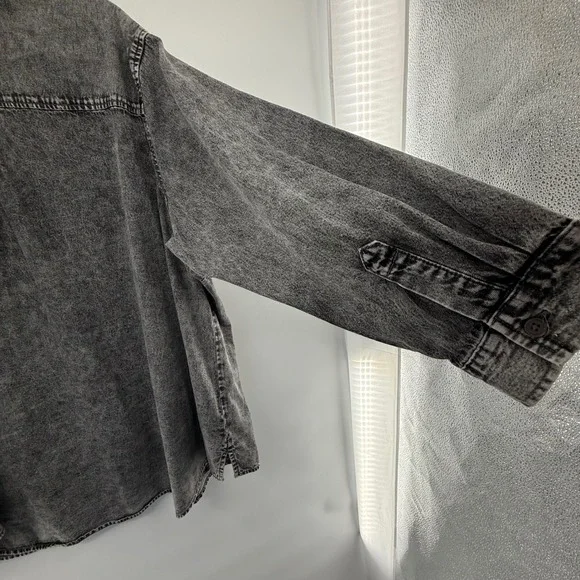 Joan Rivers 3X Black Acid Wash Denim Button Front Shirt Jacket‎ Oversized - Picture 5 of 5